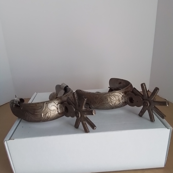 Vintage Silver and Brown Men's Spurs, 2 Pair - Picture 2 of 13